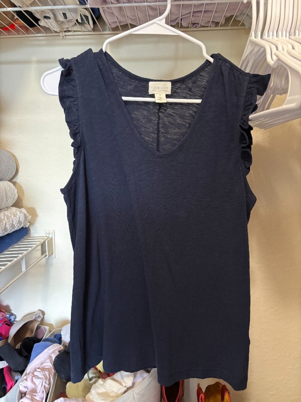 Navy blue Caslon V-neck blouse size XS